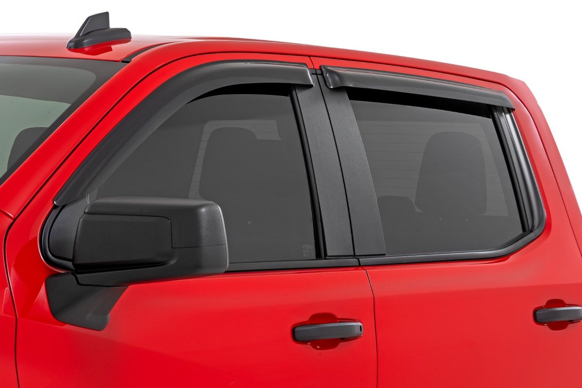 GMC 2500HD Side Window Deflectors - Rough Country - Tape On Rain Guard - '19-'25